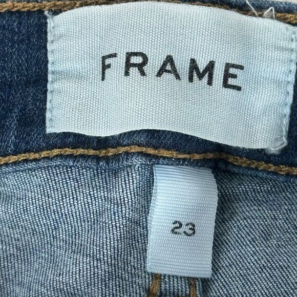 Frame Denim Le High Skinny Sulham Wash Triangle Raw Hem Jeans Sz 23 - Picture 3 of 12